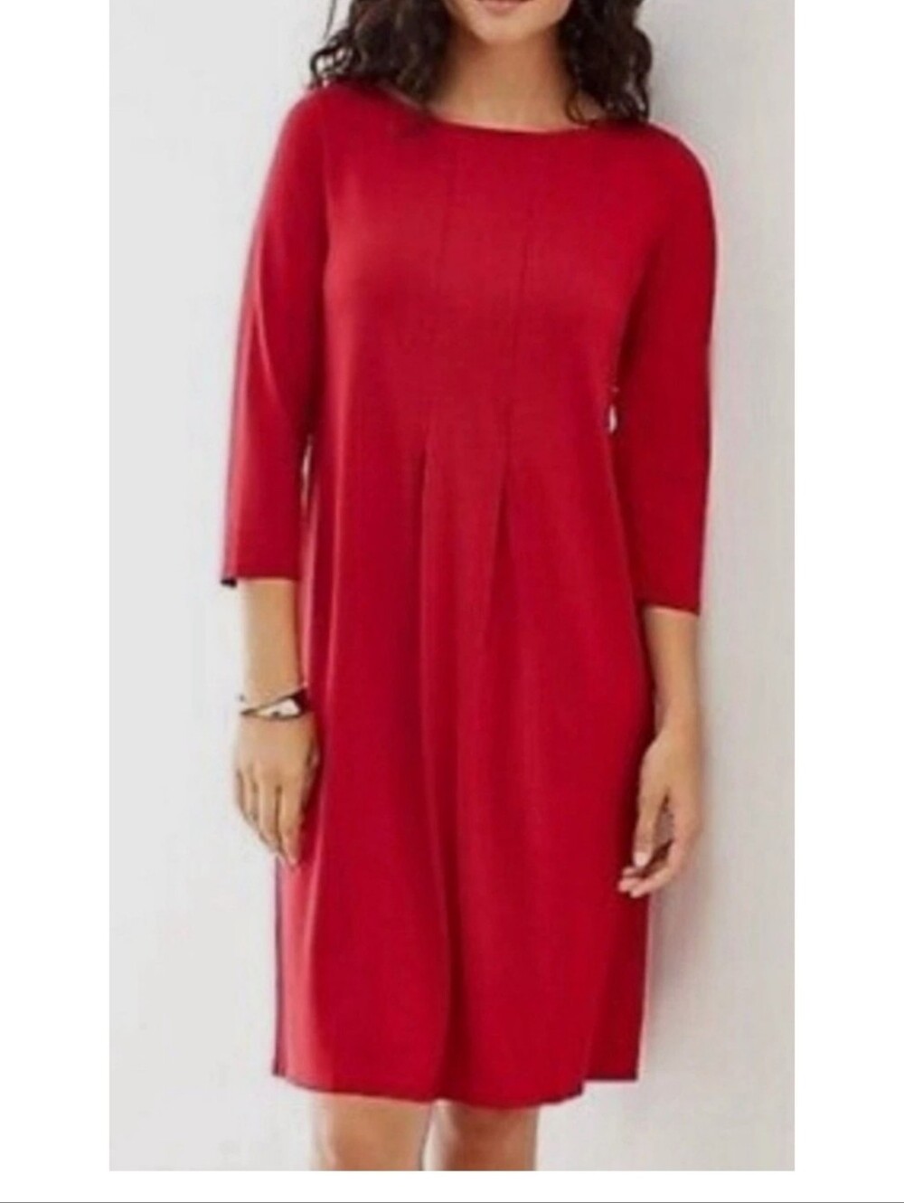 J.jill The Wearever Collection Pleated Shift Dress Red Size M